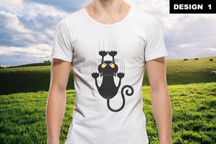 Hanging Cat Printed T-Shirt