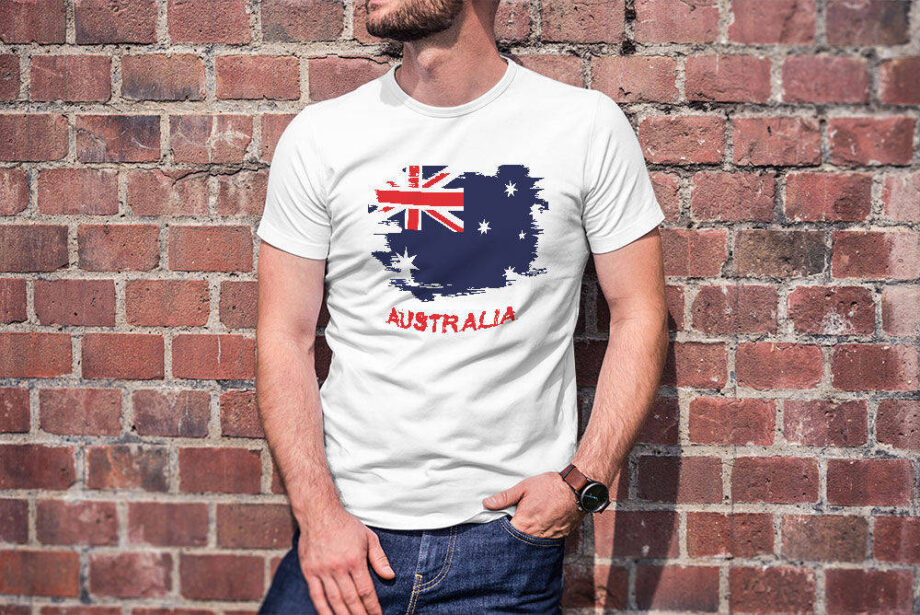 Grunge Australian Flag White T-Shirt