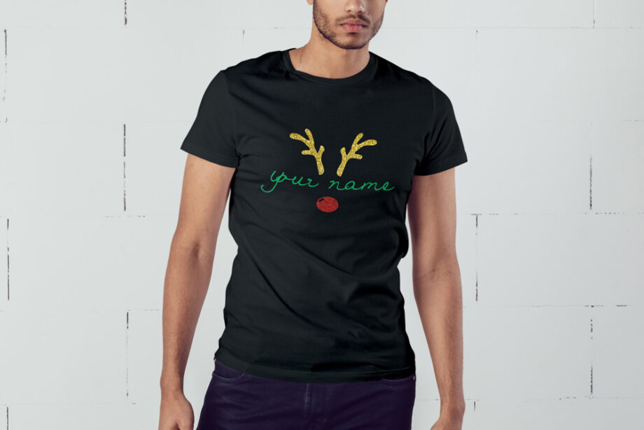 Custom Name Antlers Christmas T-Shirt