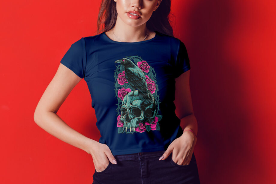 Skull Rose Crow T-Shirt