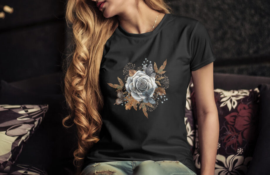 White Rose Butterflies T-Shirt