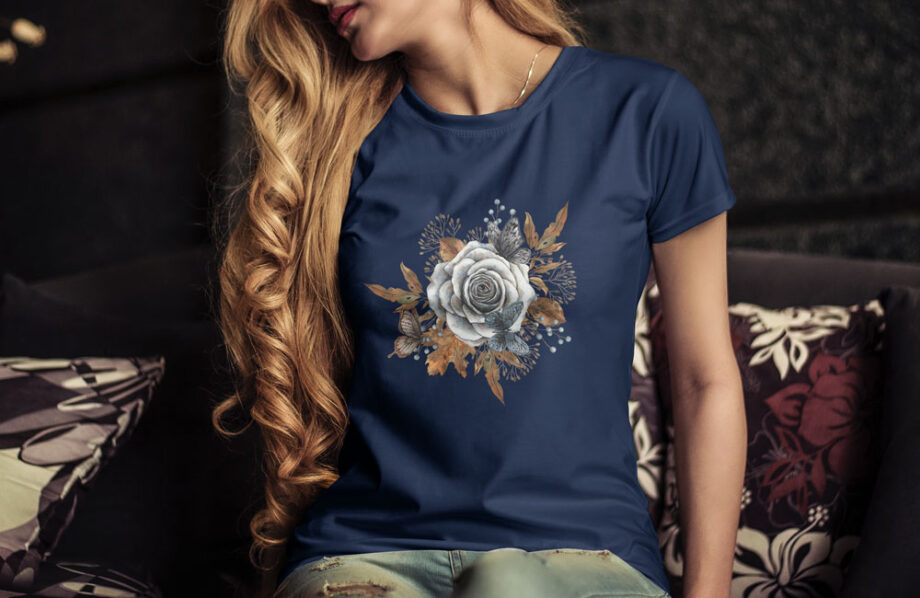 White Rose Butterflies T-Shirt